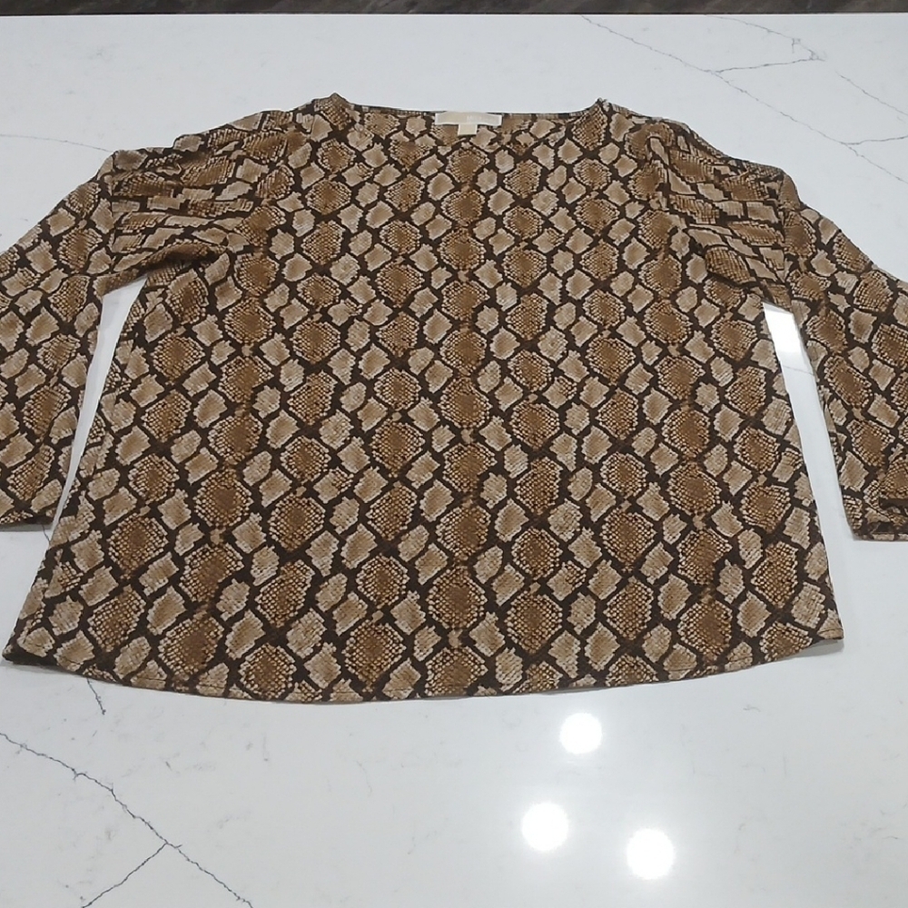 Michael Kors Size M Snake Snakeskin Print Open Cage Sleeve Shirt Gentle Used